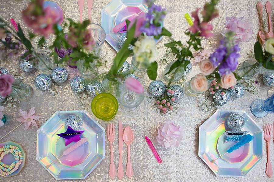 A pastelled coloured vintage prom wedding shoot