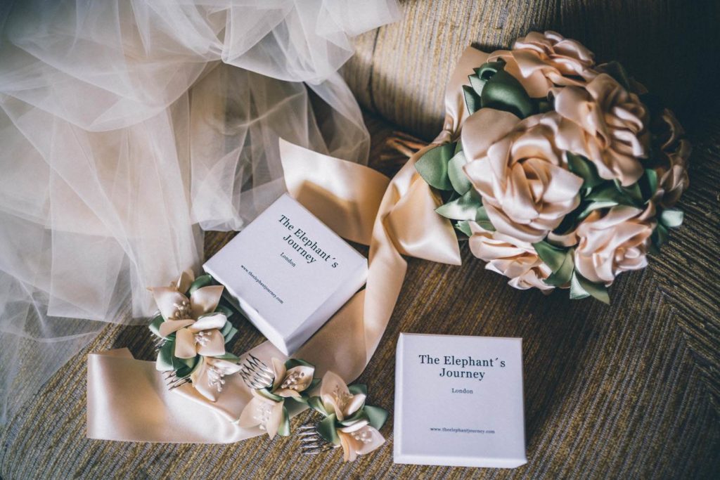 A magical Portuguese wedding with a pink lace dress & satin flowers