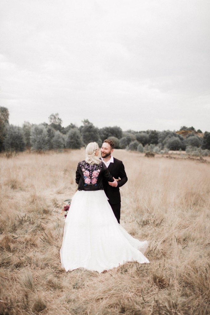 Wearing a painted leather jacket with your wedding dress