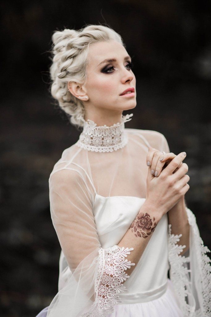 Wearing a painted leather jacket with your wedding dress