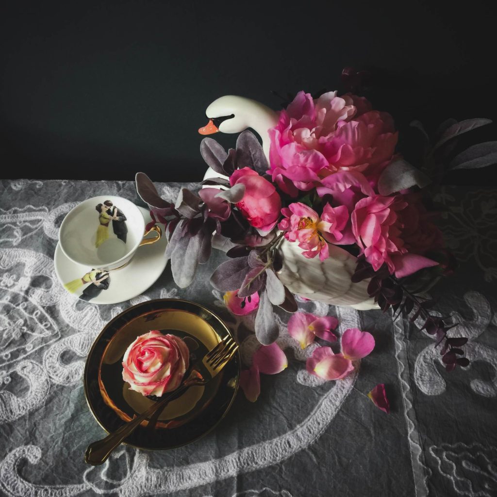A dark, moody wedding shoot with a painted leather jacket