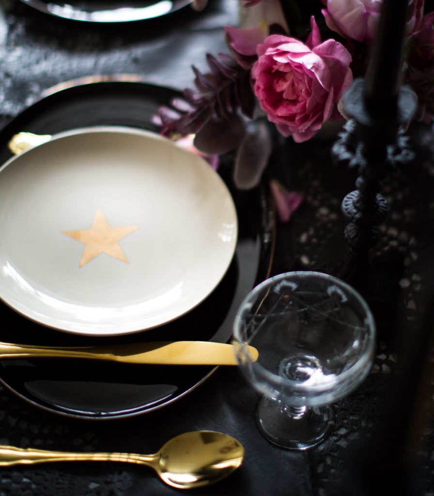 A dark, moody wedding shoot with a painted leather jacket