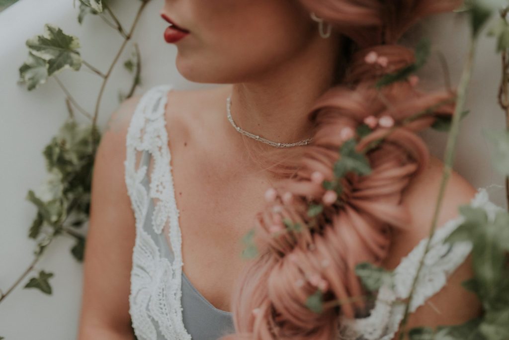 Bridal Inspiration with Lucy Can't Dance in a forest bath tub