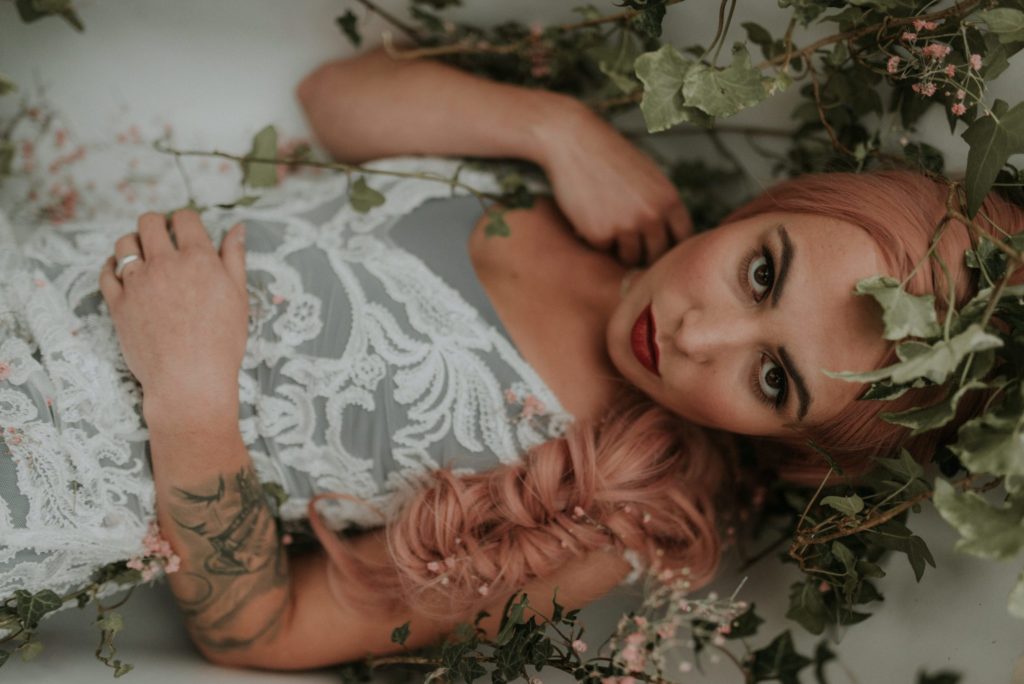 Bridal Inspiration with Lucy Can't Dance in a forest bath tub