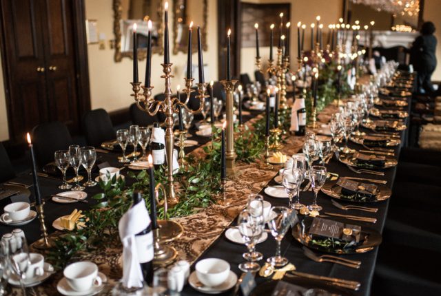 Black and Gold Wedding at Dalhousie Castle Scotland