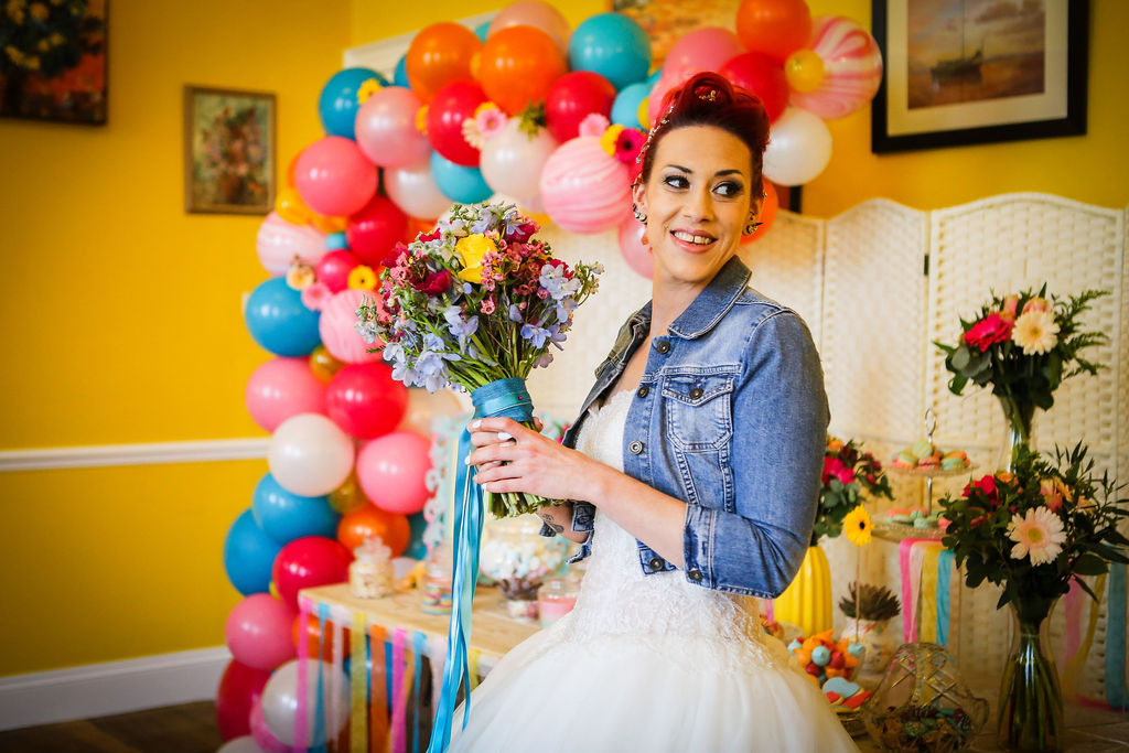 Rainbow Wedding Inspiration with Epic Balloon Trees and Hot Air Balloon 