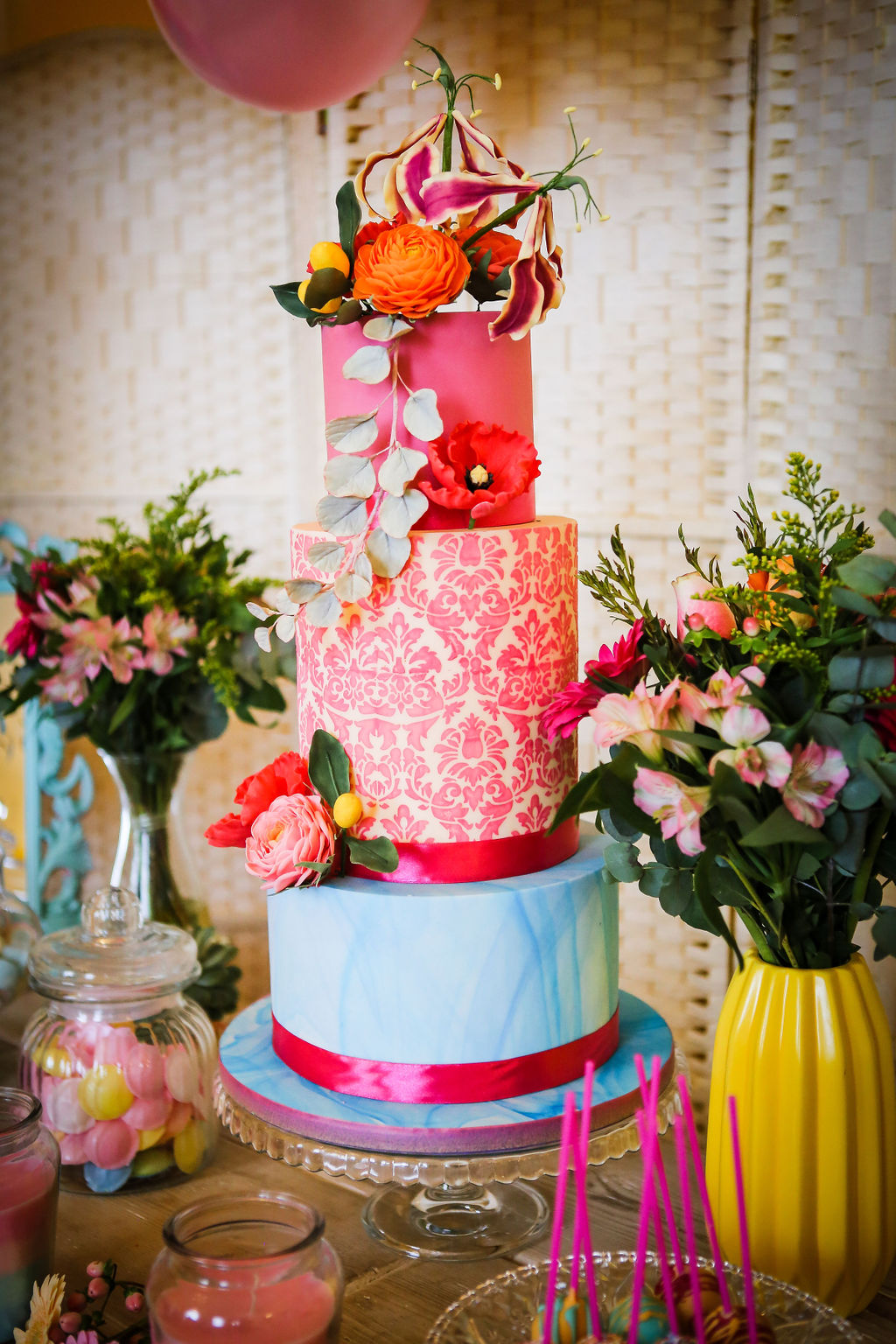 Rainbow Wedding Inspiration with Epic Balloon Trees and Hot Air Balloon