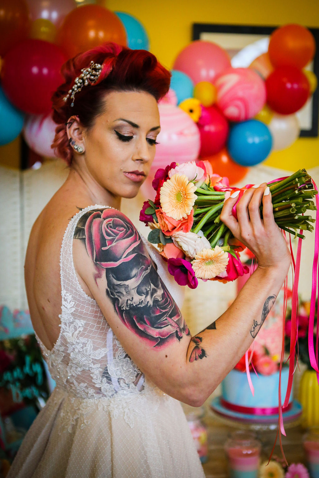Rainbow Wedding Inspiration with Epic Balloon Trees and Hot Air Balloon