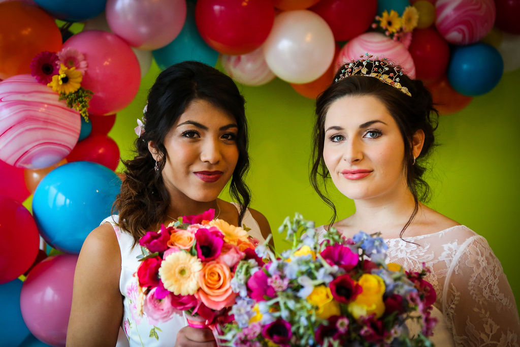 Rainbow Wedding Inspiration with Epic Balloon Trees and Hot Air Balloon