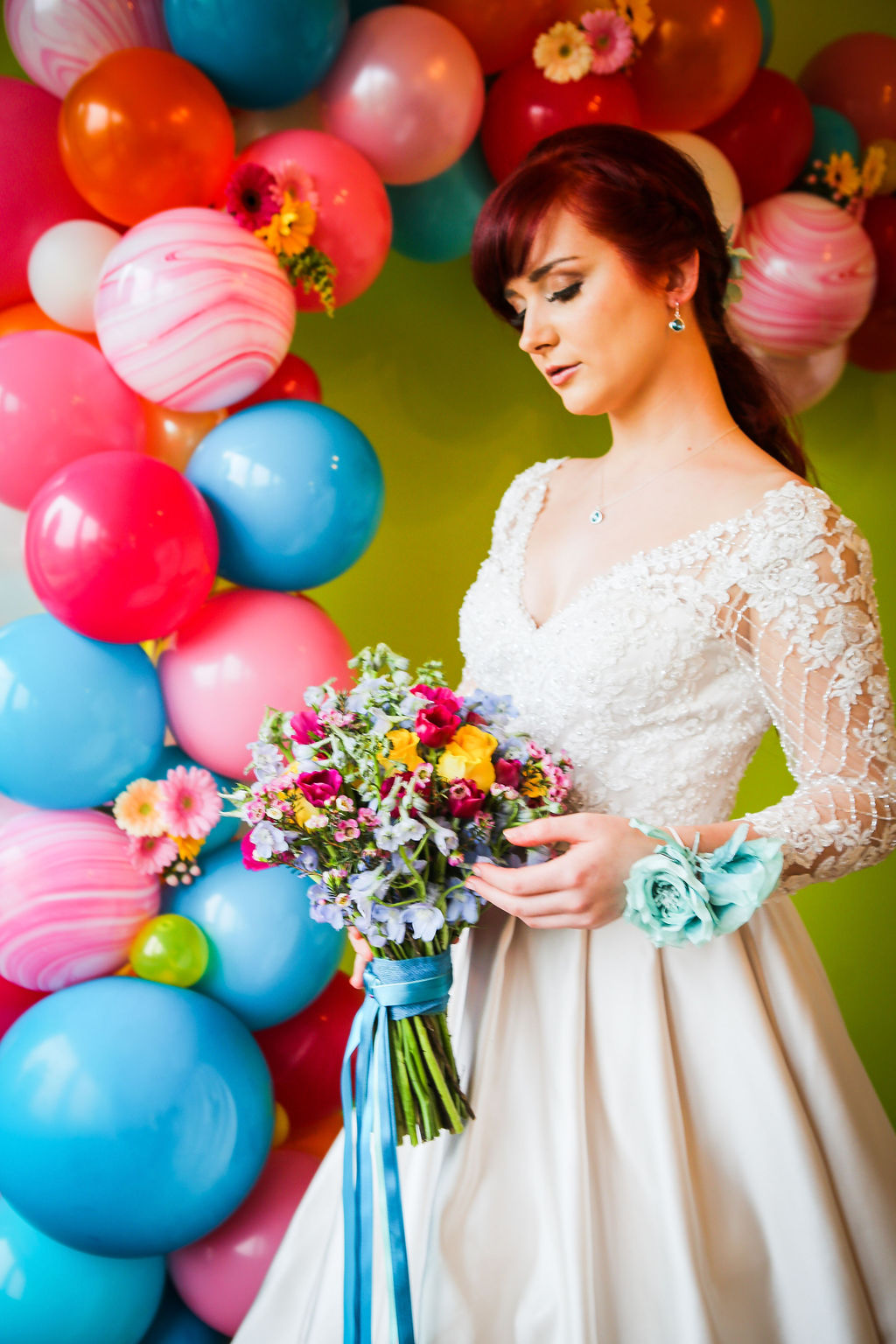 Rainbow Wedding Inspiration with Epic Balloon Trees and Hot Air Balloon