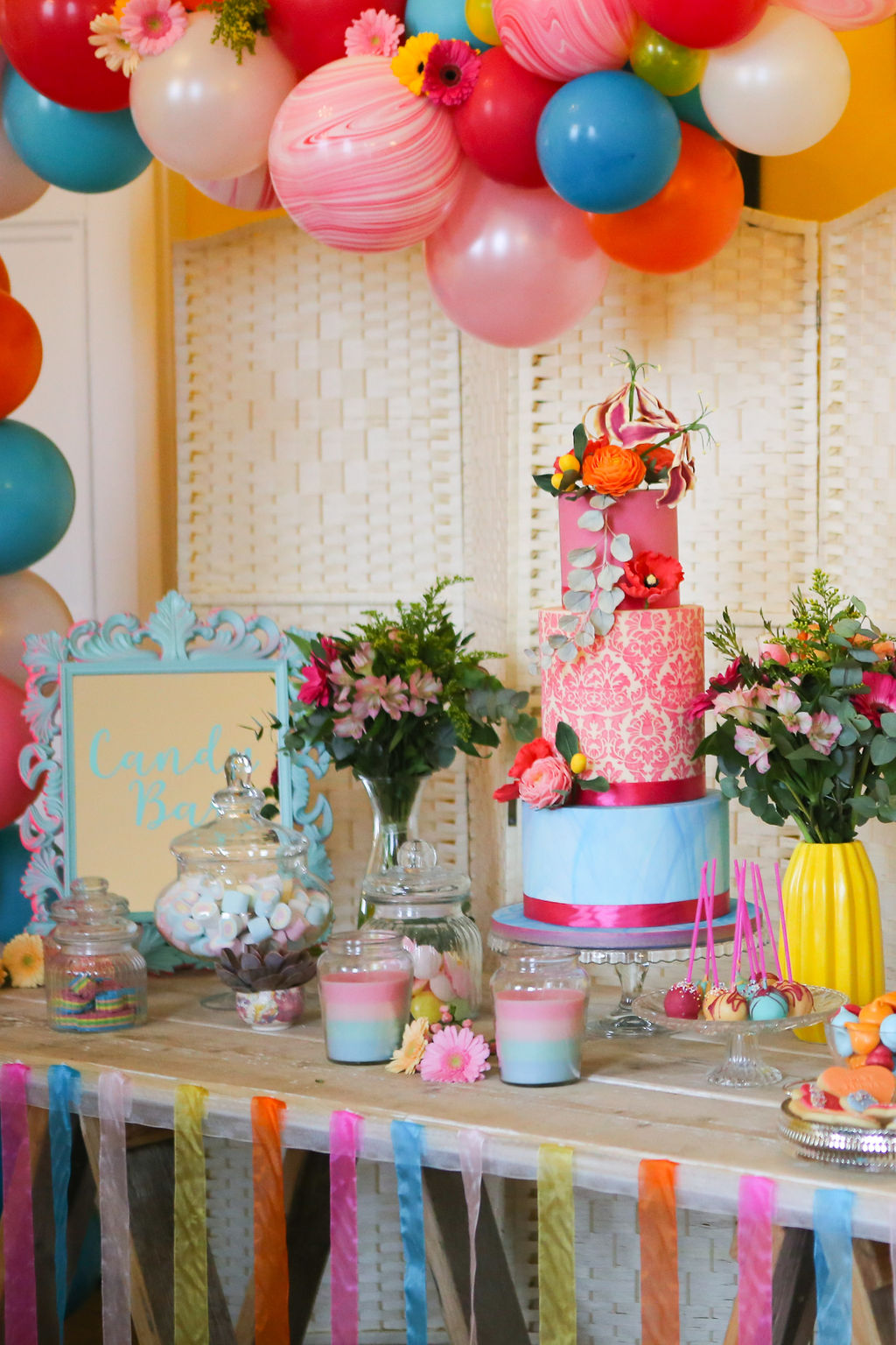 Rainbow Wedding Inspiration with Epic Balloon Trees and Hot Air Balloon