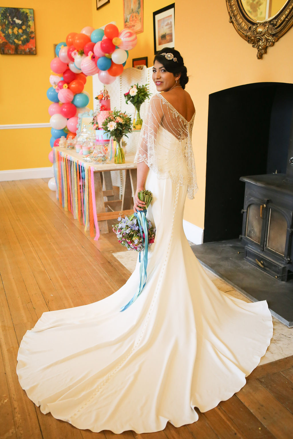 Rainbow Wedding Inspiration with Epic Balloon Trees and Hot Air Balloon