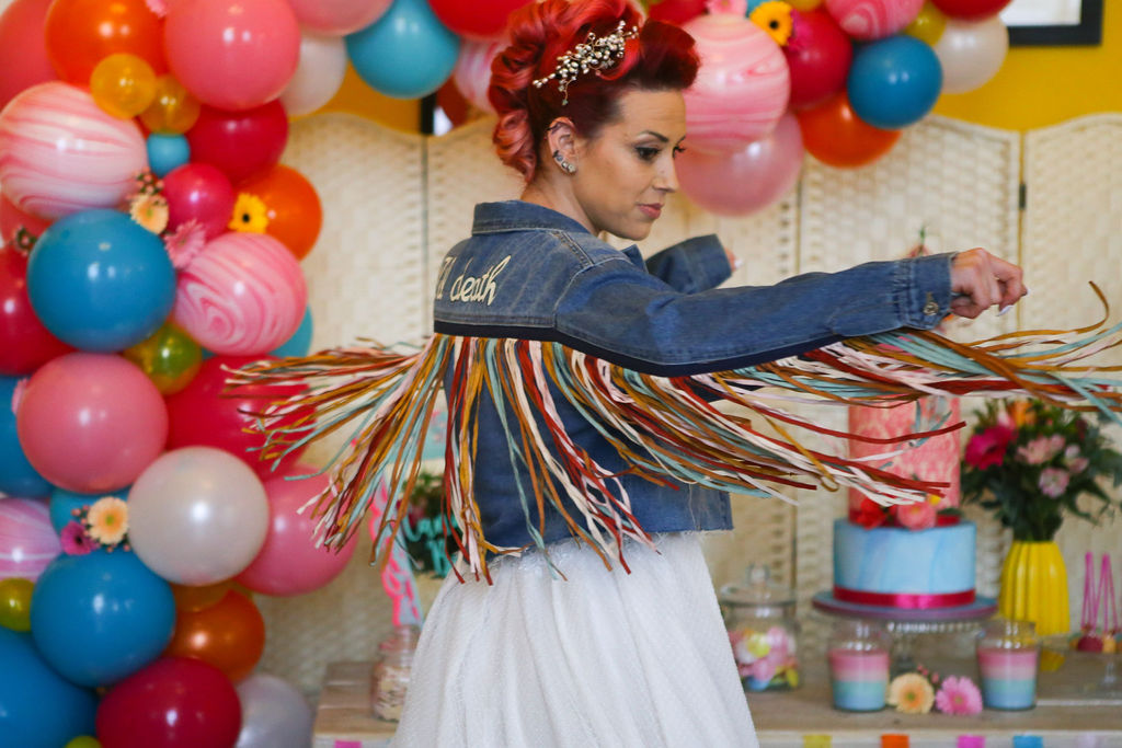 Rainbow Wedding Inspiration with Epic Balloon Trees and Hot Air Balloon