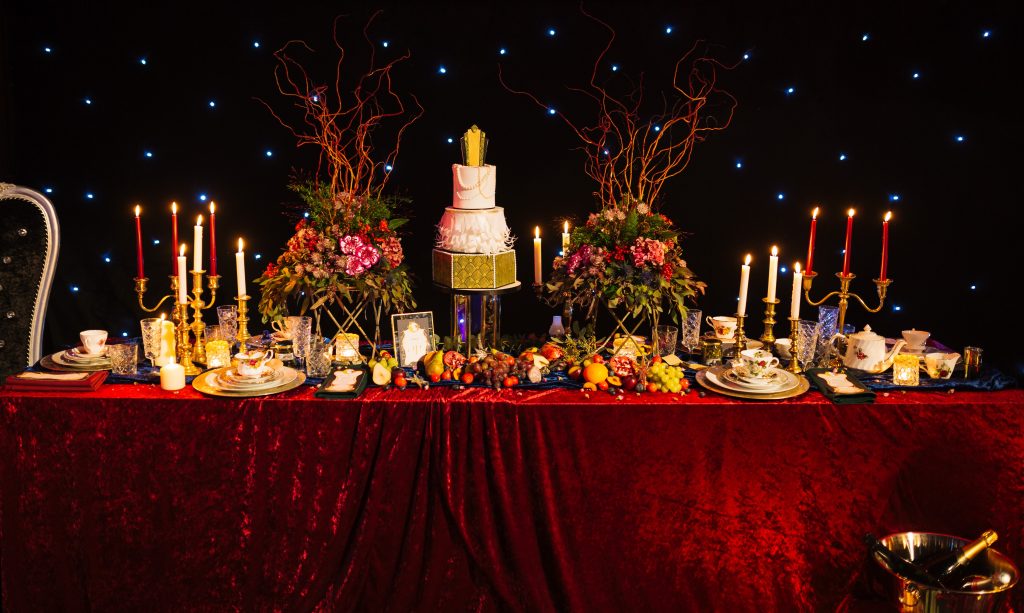 Alternative 1920's Wedding Inspiration with Celestial Blue Wedding Cake 