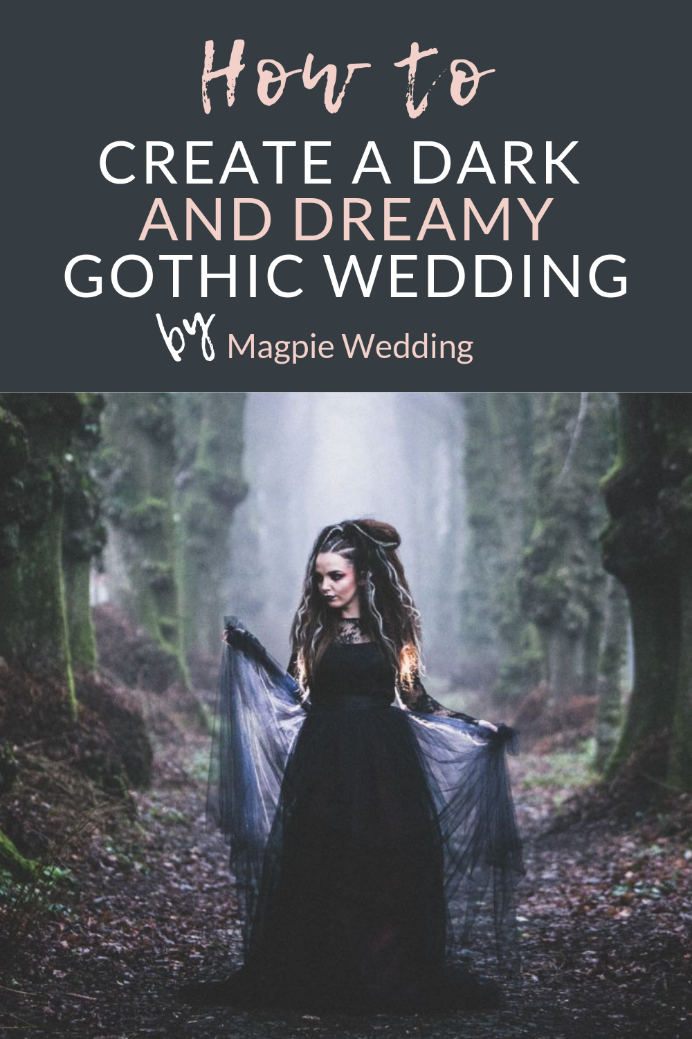 Goth Wedding Inspiration With Black Wedding Dress and Veil