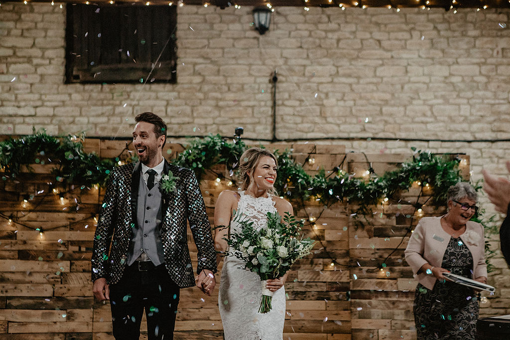 Rustic Barn Wedding with Disco Suits and Cool Urban Vibes