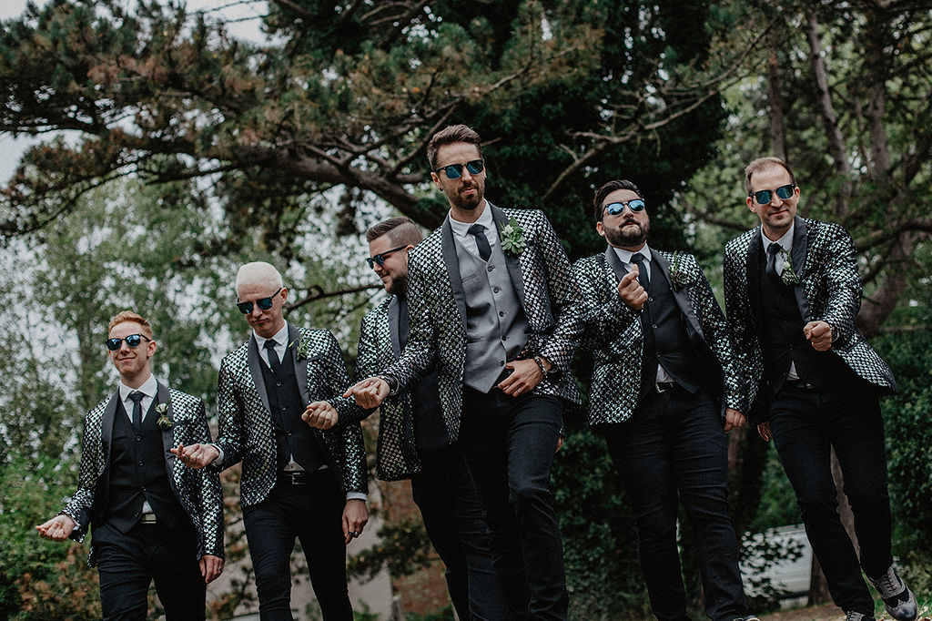 Rustic Barn Wedding with Disco Suits and Cool Urban Vibes