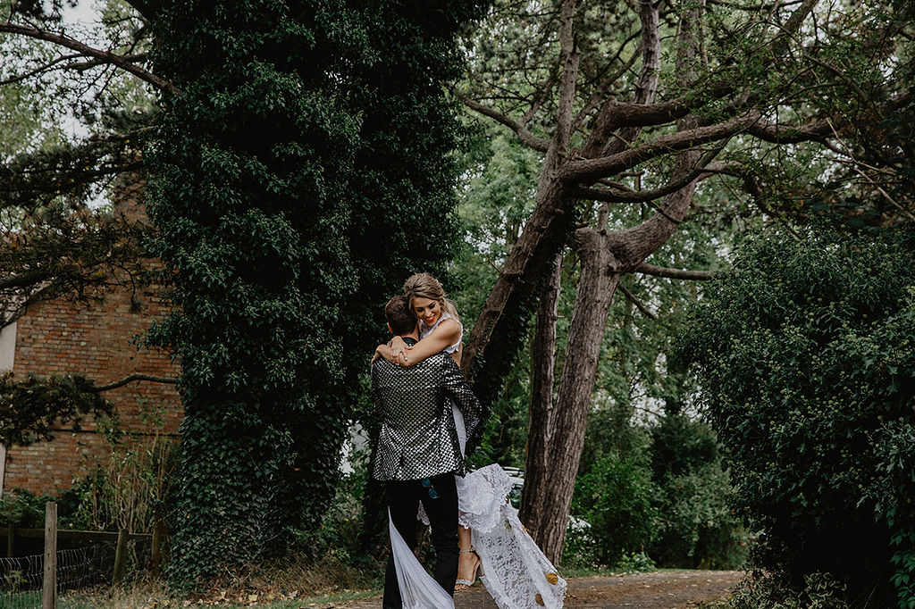 Rustic Barn Wedding with Disco Suits and Cool Urban Vibes