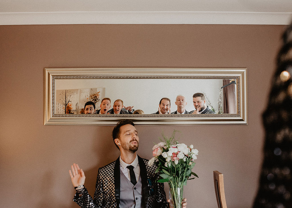 Rustic Barn Wedding with Disco Suits and Cool Urban Vibes