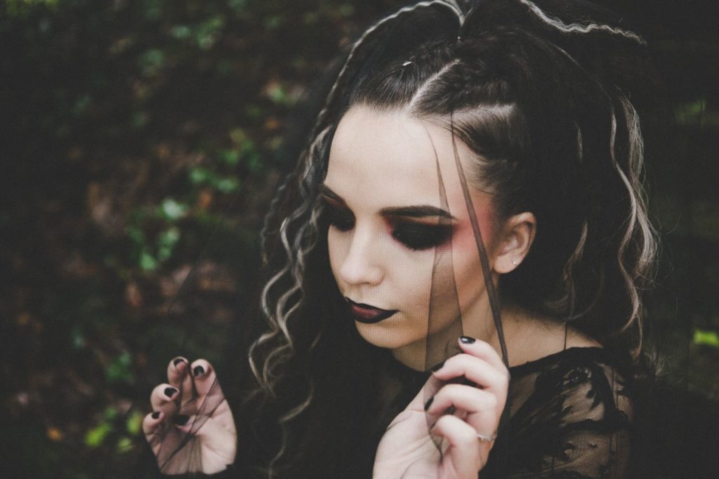 Goth Wedding Inspiration With Black Wedding Dress and Veil