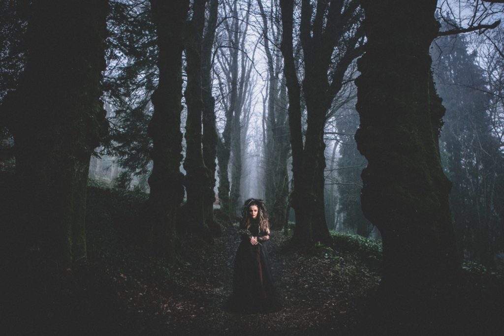 Goth Wedding Inspiration With Black Wedding Dress and Veil