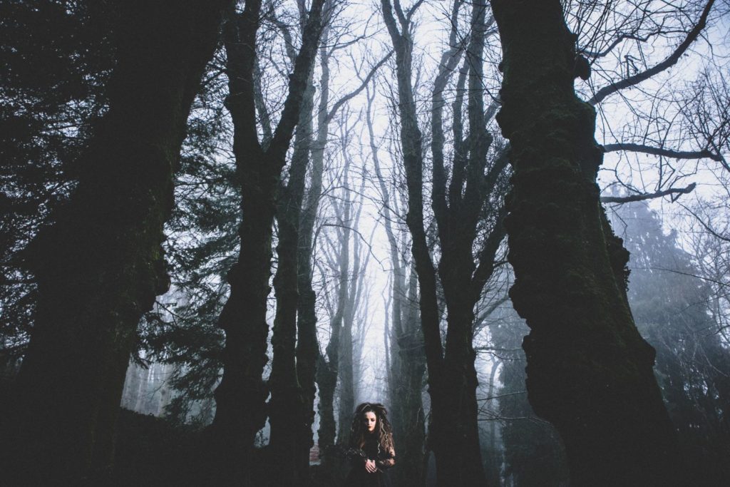 Goth Wedding Inspiration With Black Wedding Dress and Veil