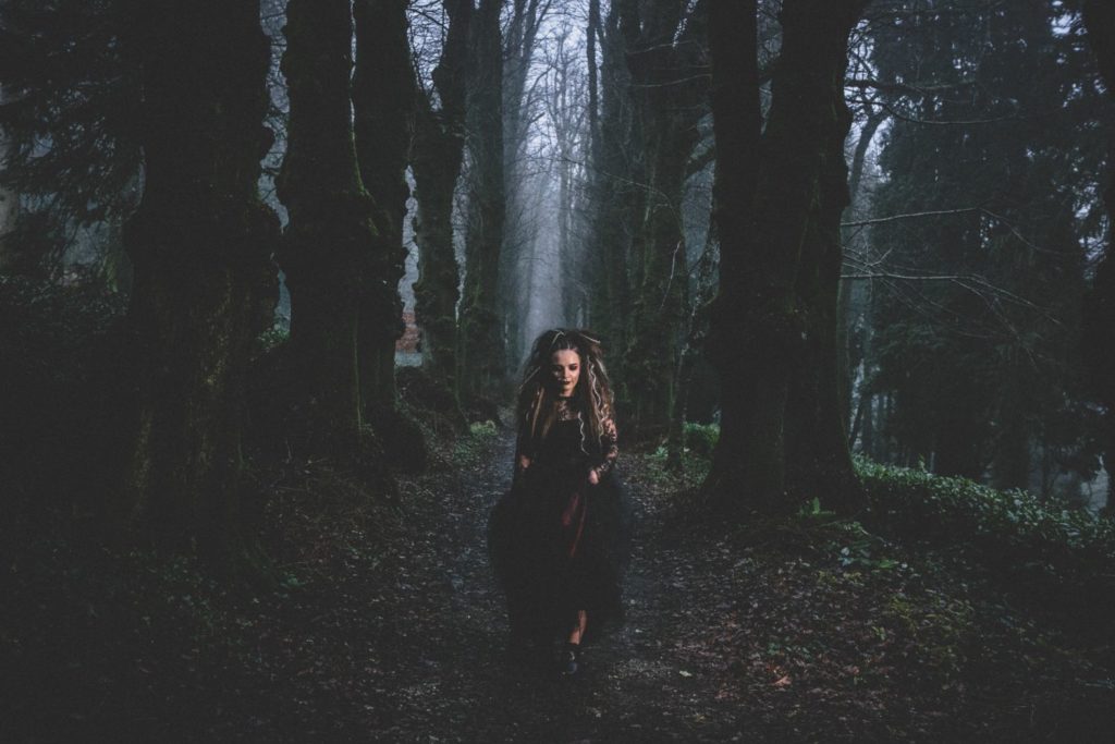 Goth Wedding Inspiration With Black Wedding Dress and Veil