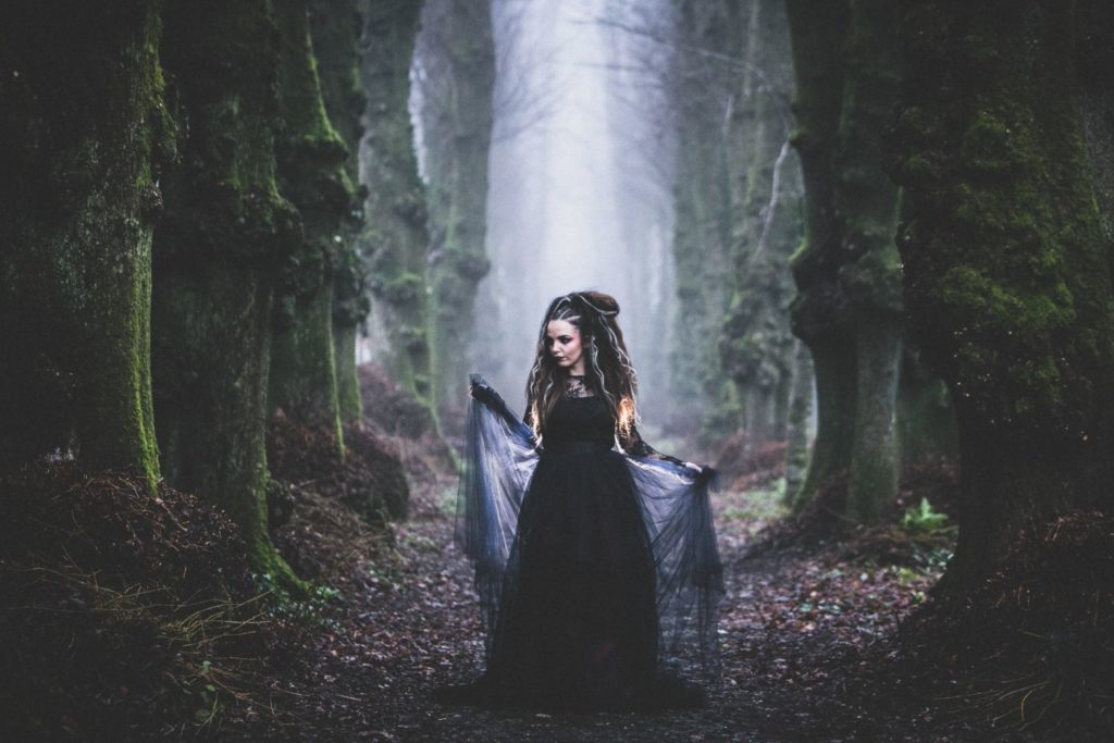 Goth Wedding Inspiration With Black Wedding Dress and Veil