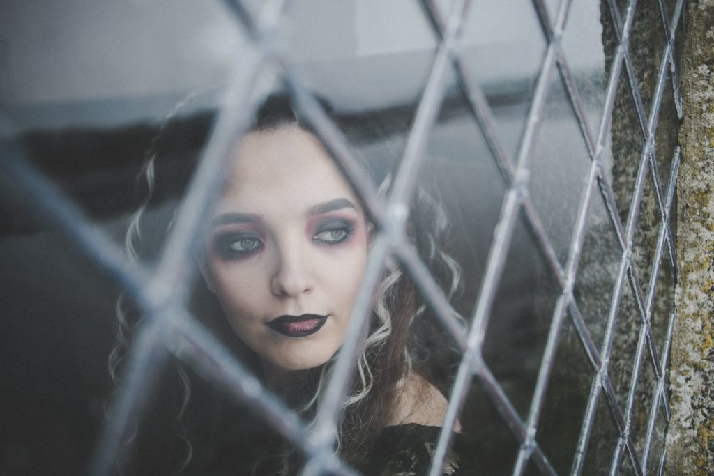 Goth Wedding Inspiration With Black Wedding Dress and Veil