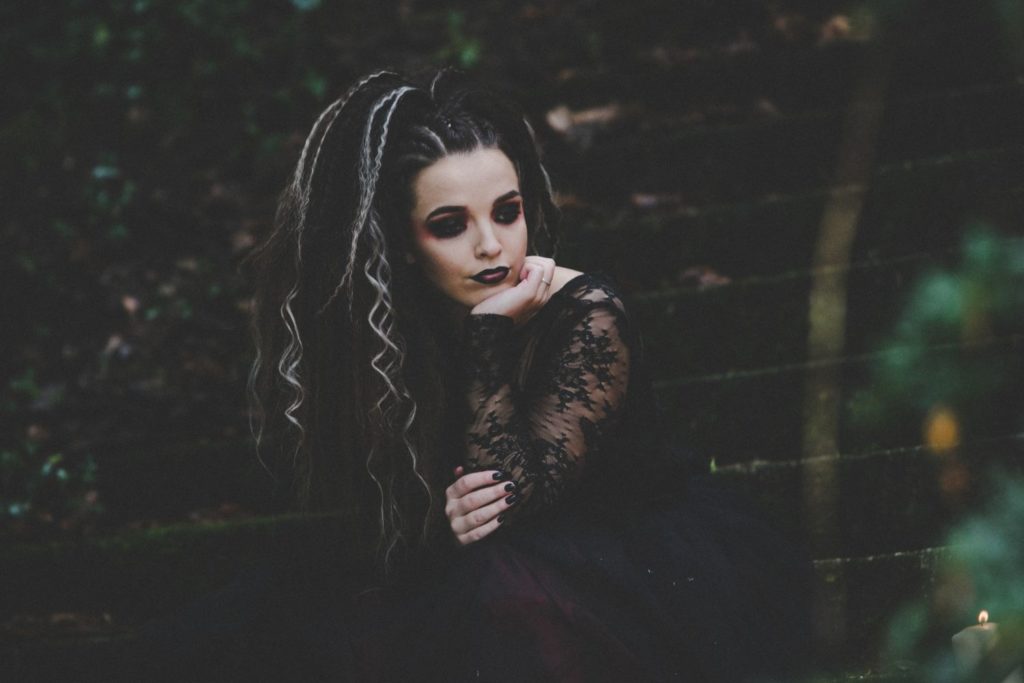 Goth Wedding Inspiration With Black Wedding Dress and Veil