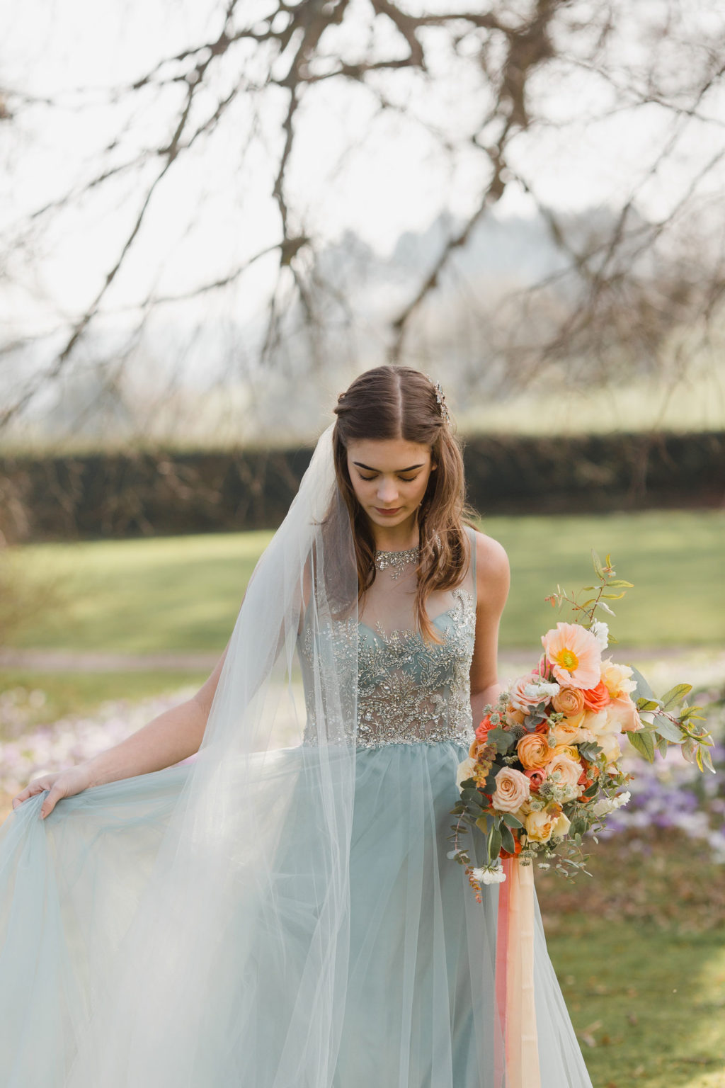 Garden Wedding with Blue Wedding Dress and Ethereal Fairy Vibes