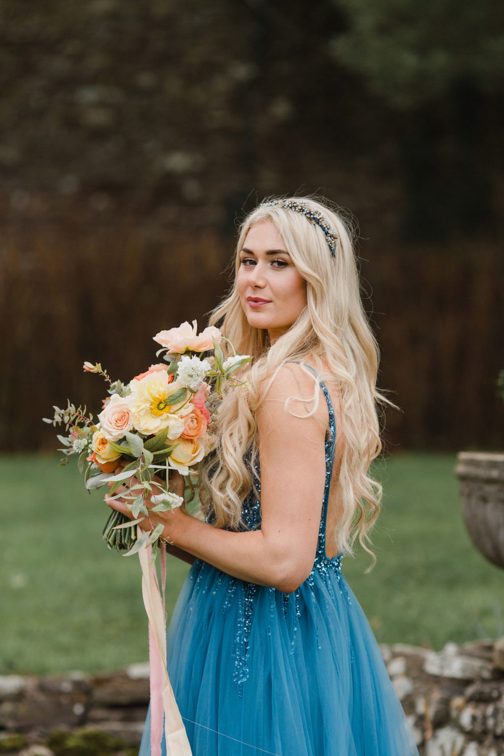 Garden Wedding with Blue Wedding Dress and Ethereal Fairy Vibes