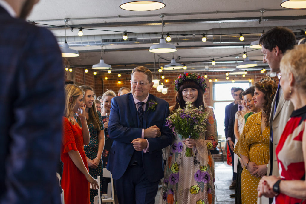 Industrial Brewery Wedding in Yorkshire with a Crossword Theme