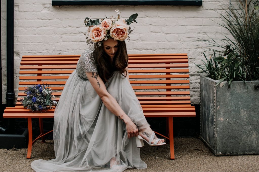 Contemporary Wedding with Eclectic Grey Styling and Epic Flower Crowns