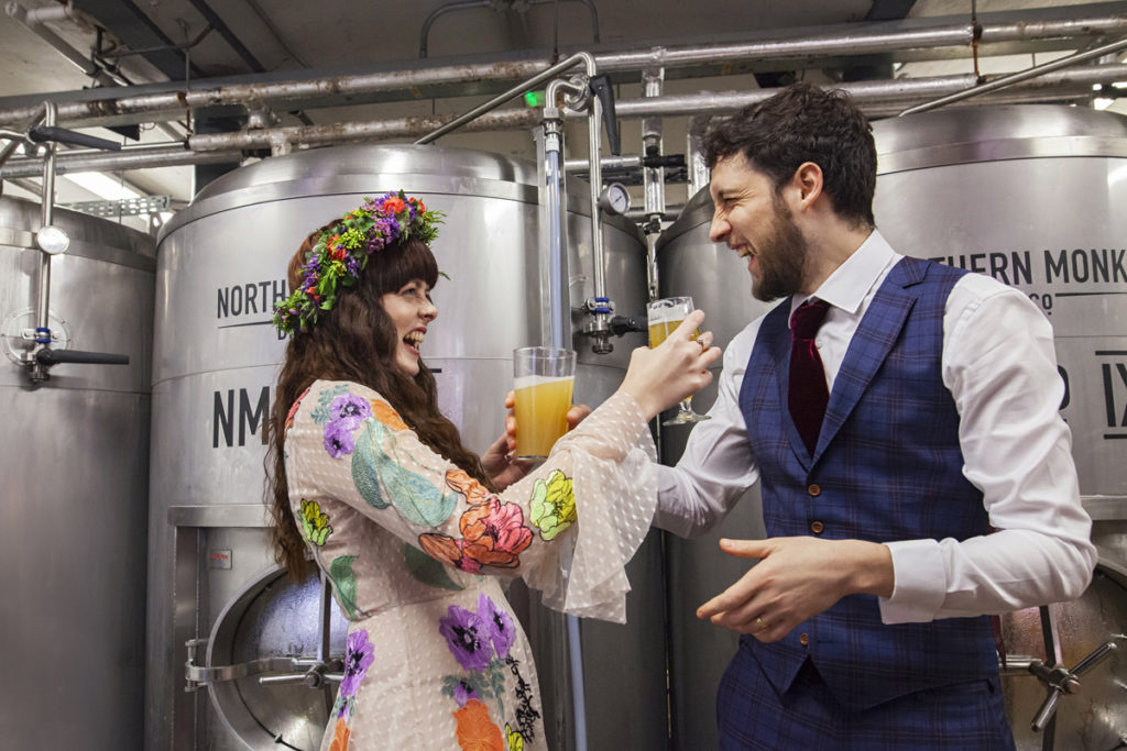 Industrial Brewery Wedding in Yorkshire with a Crossword Theme