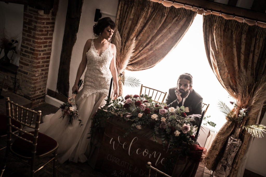 Classic Rock Wedding with Black Wedding Cake and Alternative Groom Style