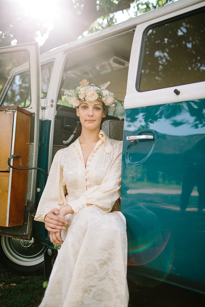 1970's Wedding Inspiration with Feather Headdresses and Boho Sleeves