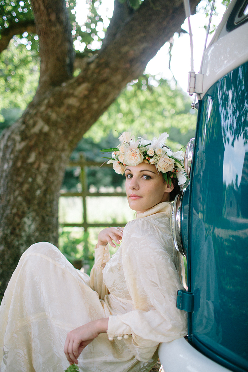 1970's Wedding Inspiration with Feather Headdresses and Boho Sleeves