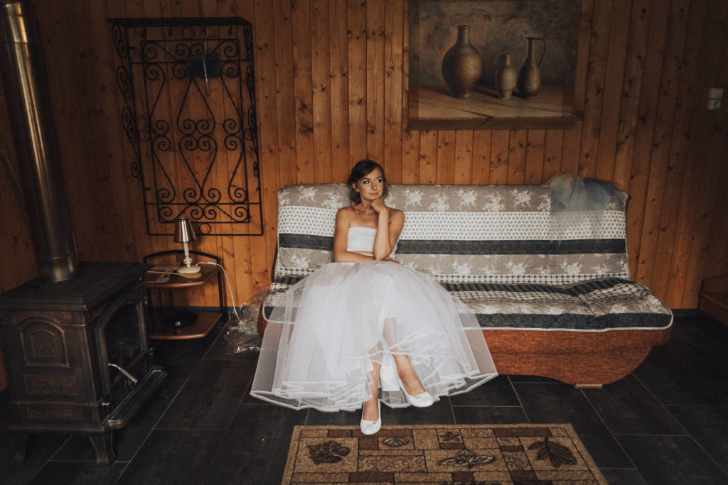 Rustic Outdoor Wedding With Blue Tulle Wedding Dress and a Labrador