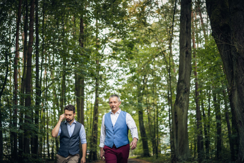 Rustic Outdoor Wedding With Blue Tulle Wedding Dress and a Labrador