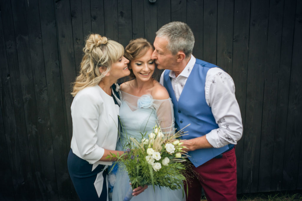 Rustic Outdoor Wedding With Blue Tulle Wedding Dress and a Labrador