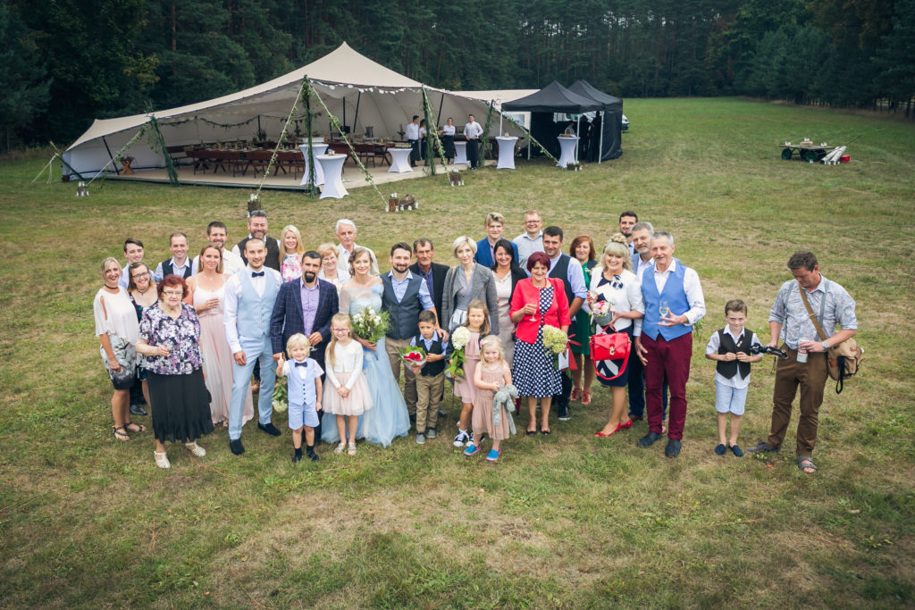 Rustic Outdoor Wedding With Blue Tulle Wedding Dress and a Labrador