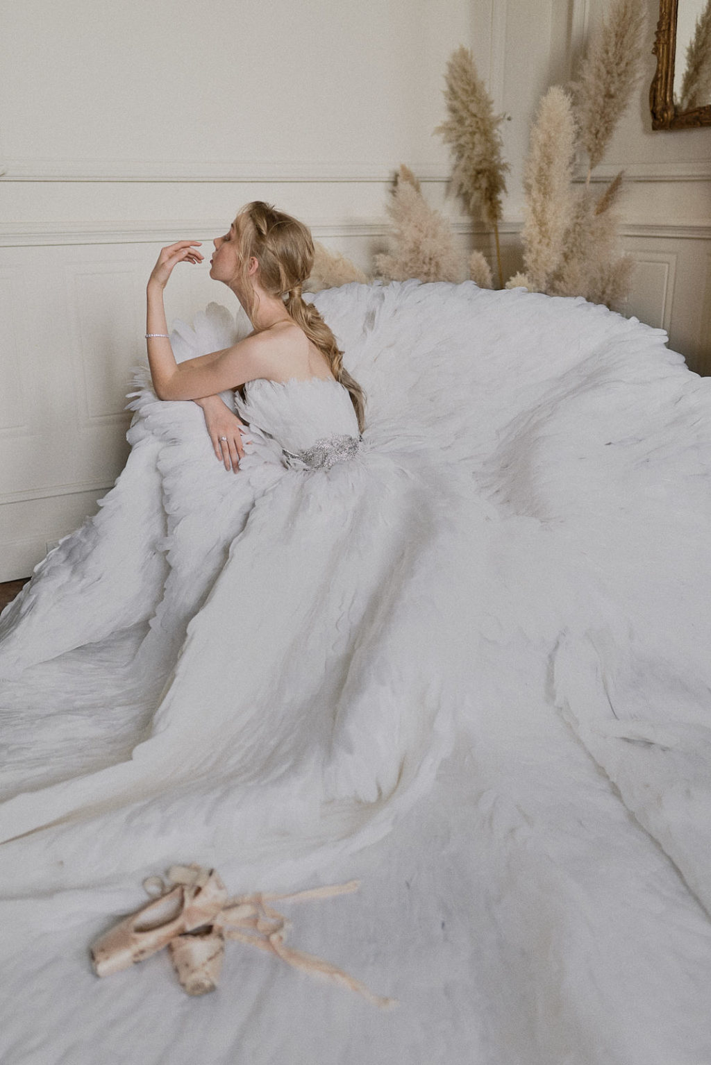 Swan Lake Wedding With Romantic Styling and Tutu and Feather Gowns 