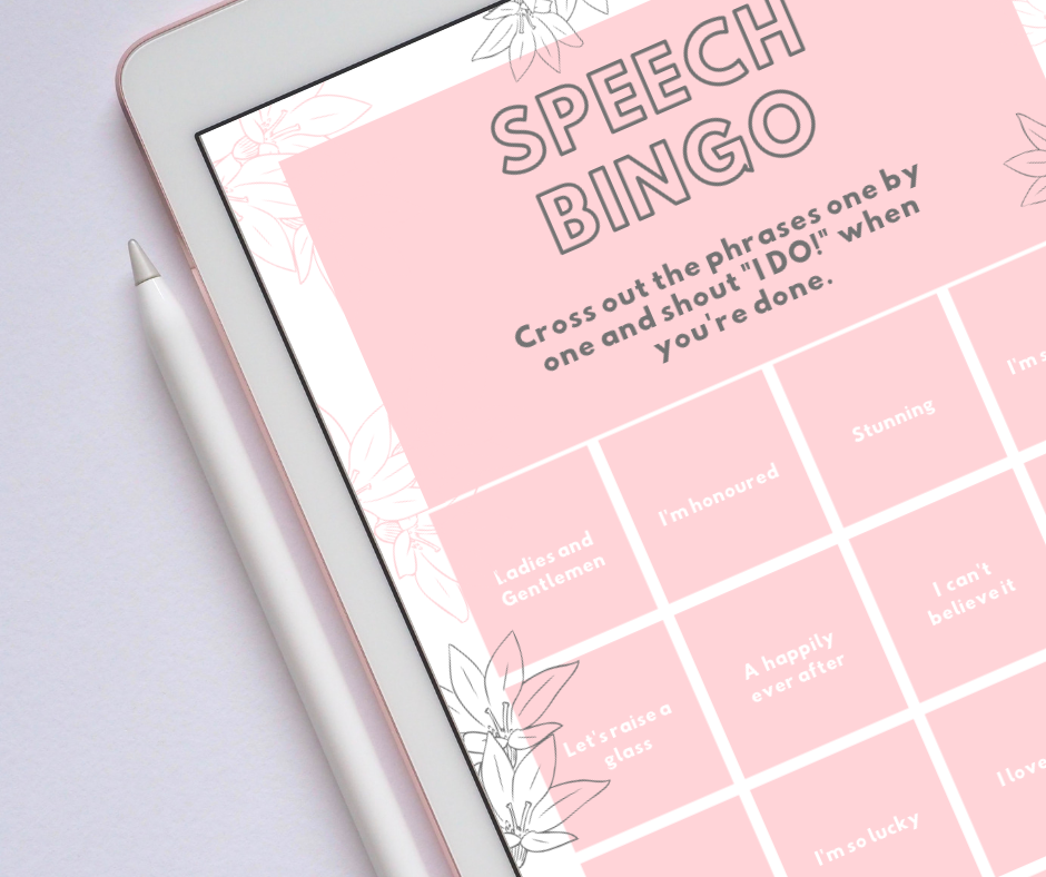 Liven up your wedding speeches with our free Speech Bingo printable