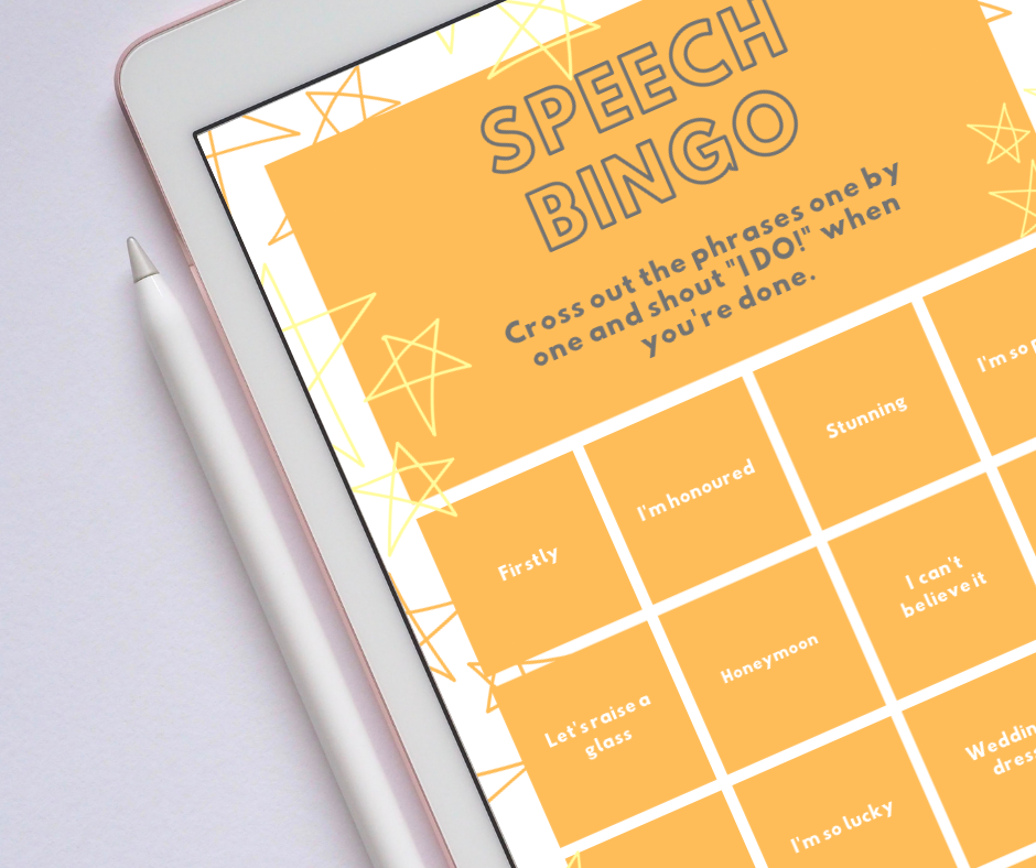 Liven up your wedding speeches with our free Speech Bingo printable