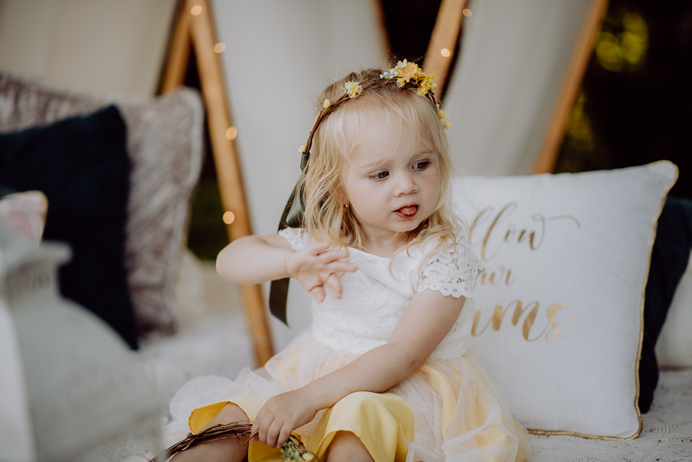 Lemon Yellow Wedding With Tattooed Bride and Black Wedding Cake