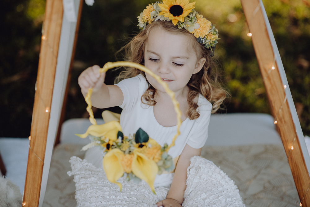 Lemon Yellow Wedding With Tattooed Bride and Black Wedding Cake