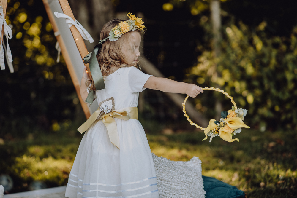 Lemon Yellow Wedding With Tattooed Bride and Black Wedding Cake