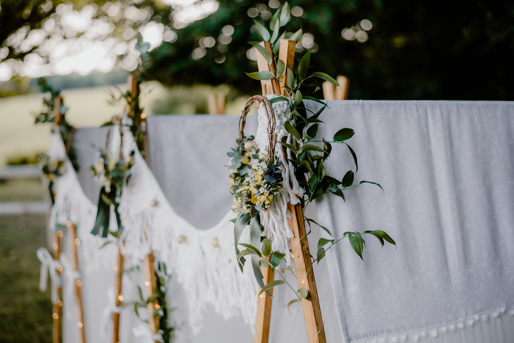 Lemon Yellow Wedding With Tattooed Bride and Black Wedding Cake