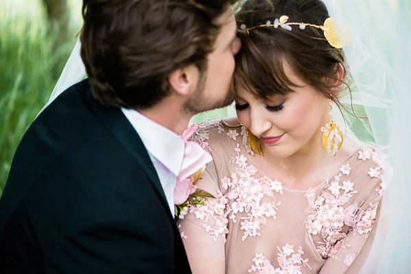 Romantic Modern Wedding With Pretty Styling and A Pink Wedding Dress